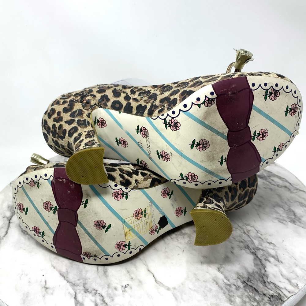 Irregular Choice Edna Leopard Tassel Bow Lace Rococo Pumps 10 Coquette Girl - Picture 8 of 14